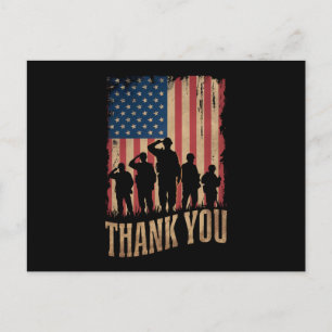 Cartão Postal De Festividades Obrigado Dia dos Veteranos Bandeira Americana Vint