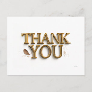 Cartão Postal De Festividades Obrigado fundo branco dourado