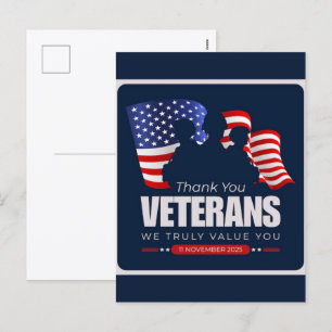 Cartão Postal De Festividades Obrigado pelo seu serviço: Veteranos Dia 2025