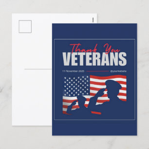 Cartão Postal De Festividades Obrigado pelo seu serviço: Veteranos Dia 2025