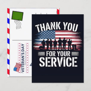 Cartão Postal De Festividades Obrigado por Seu Serviço: Dia dos Veteranos 2026