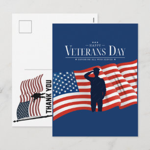 Cartão Postal De Festividades Obrigado Veteranos Bandeira Americana Dia da Memór