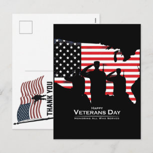 Cartão Postal De Festividades Obrigado Veteranos Bandeira Americana Dia da Memór