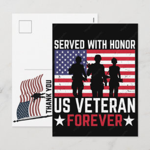 Cartão Postal De Festividades Obrigado Veteranos Bandeira Americana Dia da Memór