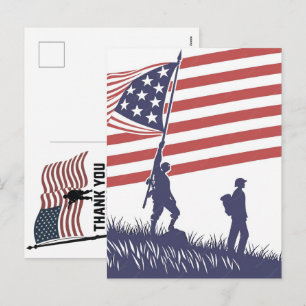 Cartão Postal De Festividades Obrigado Veteranos Bandeira Americana Dia da Memór