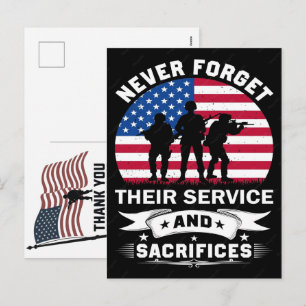 Cartão Postal De Festividades Obrigado Veteranos Bandeira Americana Dia da Memór