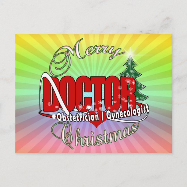 CARTÃO POSTAL DE FESTIVIDADES OBSTETRICANO/MÉDICO DE NATAL GINNECOLÓGICO (Frente)