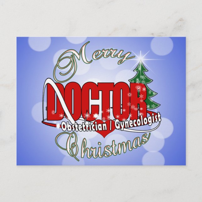 CARTÃO POSTAL DE FESTIVIDADES OBSTETRICANO/MÉDICO DE NATAL GINNECOLÓGICO (Frente)