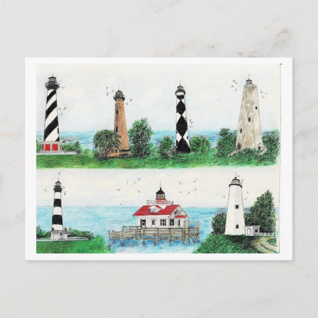 CARTÃO POSTAL DE FESTIVIDADES OBX LIGHTHOUSES MAGNET (Frente)
