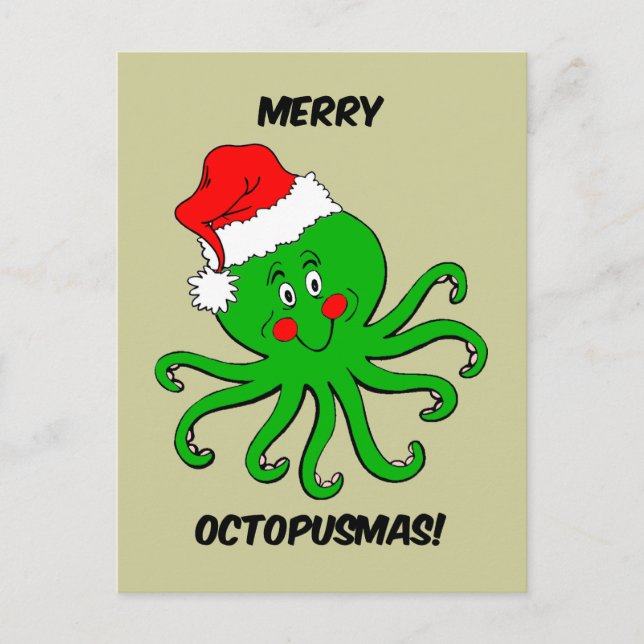 Cartão Postal De Festividades Octopus Natal (Frente)