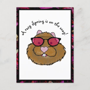 Cartão Postal De Festividades Óculos Rosy Otimista Groundhog