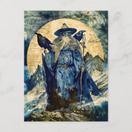 Cartão Postal De Festividades Odin o Zarolho com seus Dois Corvos