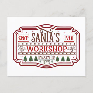 Cartão Postal De Festividades Oficina de Papais noeis de Natal Festivos