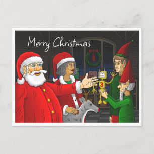 Cartão Postal De Festividades Oficina do Papai Noel Cartão de Natal