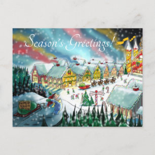 Cartão Postal De Festividades oficina do pólo norte do Papai Noel
