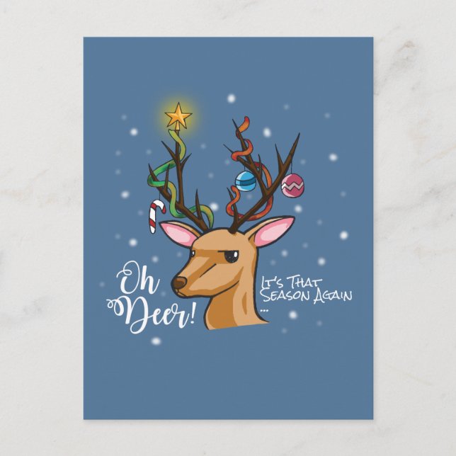 Cartão Postal De Festividades Oh DEER | Animais da Floresta de Natal (Frente)