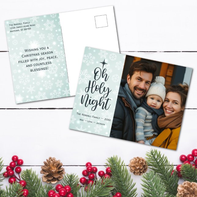 Cartão Postal De Festividades Oh Santa Noite Personalizada Foto Religiosa Natal (Oh Holy Night Custom Religious Photo Christmas Postcard)