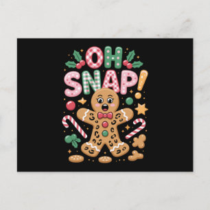 Cartão Postal De Festividades Oh Snap Natal Biscoito de Gengibre Cana de Açúcar 