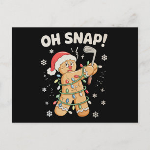 Cartão Postal De Festividades Oh Snap Natal Biscoito de Gengibre Golfe Golfista