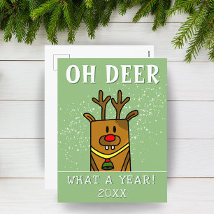 Cartão Postal De Festividades Oh Veado Que Ano Desenho de Veado de Cartoon