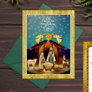 Cartão Postal De Festividades "Oh, vinde, adoremos a Ele" Natal Natividade