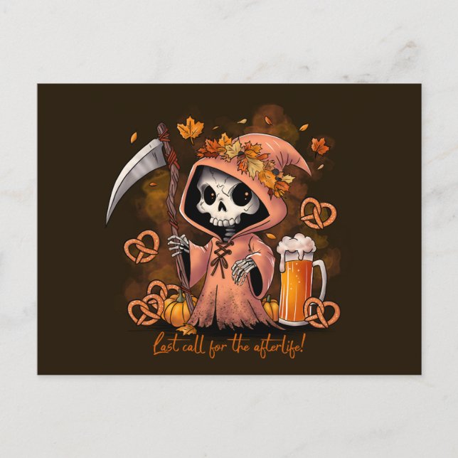 Cartão Postal De Festividades Oktoberfest Grim Reaper (Frente)