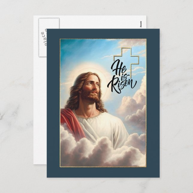 Cartão Postal De Festividades Olá, Risen! Páscoa de pintura de Jesus Cristo (Frente/Verso)