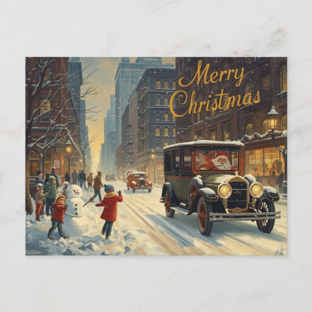 Cartão Postal De Festividades Old New York Christmas Postcard (Frente)