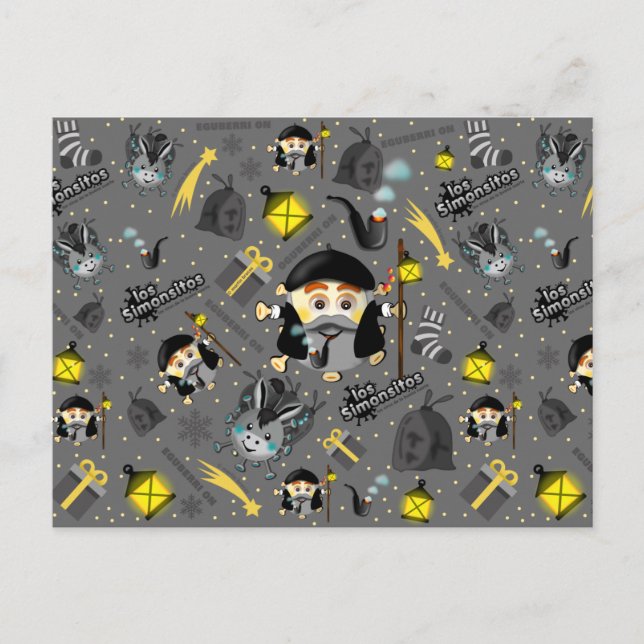 Cartão Postal De Festividades Olentzero vasco Eguberri sobre Simonsitos (Frente)