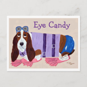 Cartão Postal De Festividades Olhar Gordinho do Basset Hound 