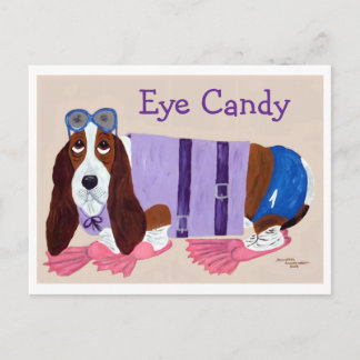 Cartão Postal De Festividades Olhar Gordinho do Basset Hound