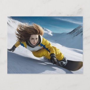 Cartão Postal De Festividades Olimpíadas de Inverno de 2026 Snowboarding Feminin