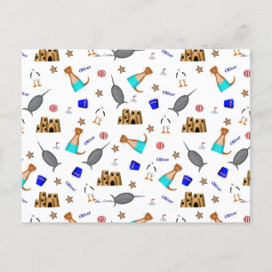 Cartão Postal De Festividades Oliver The Otter Summer Beach Vacntern