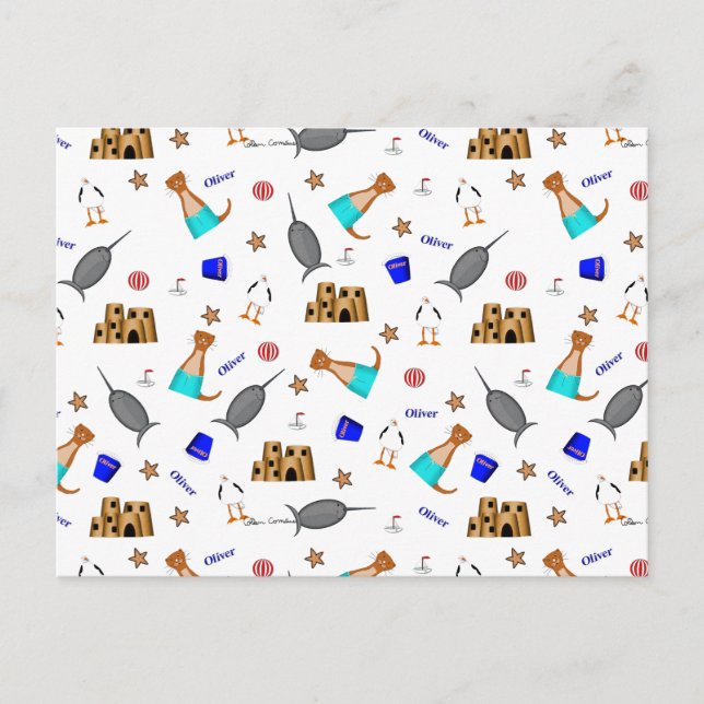 Cartão Postal De Festividades Oliver The Otter Summer Beach Vacntern (Frente)