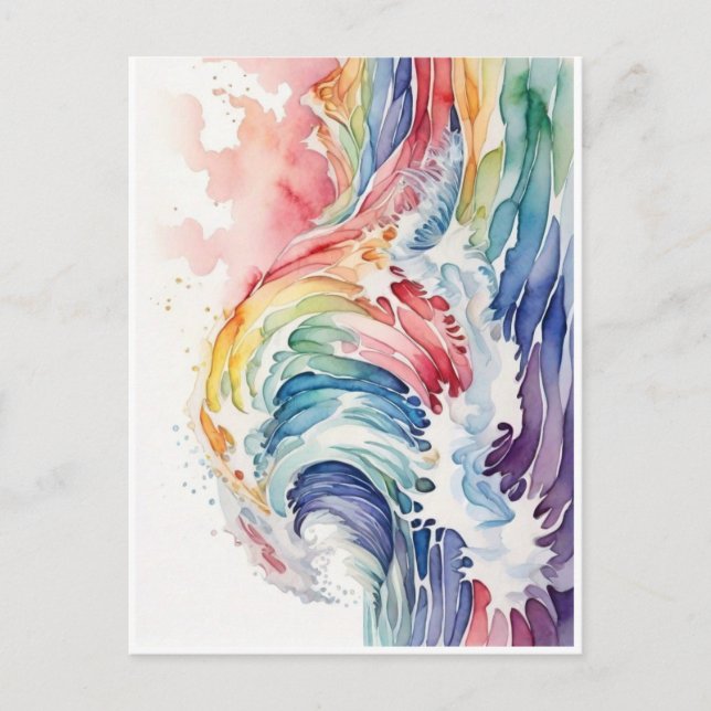 Cartão Postal De Festividades Onda marítima multicor (Frente)