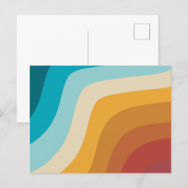 Cartão Postal De Festividades Ondas Abstrato do Arco-Íris Coloridas