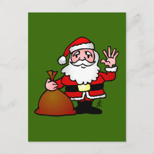 Cartão Postal De Festividades Ondulação de Papai Noel