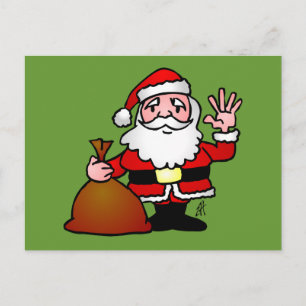 Cartão Postal De Festividades Ondulação de Papai Noel