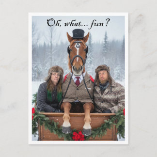 Cartão Postal De Festividades One Horse Open Sleigh Pun Holiday Postcard
