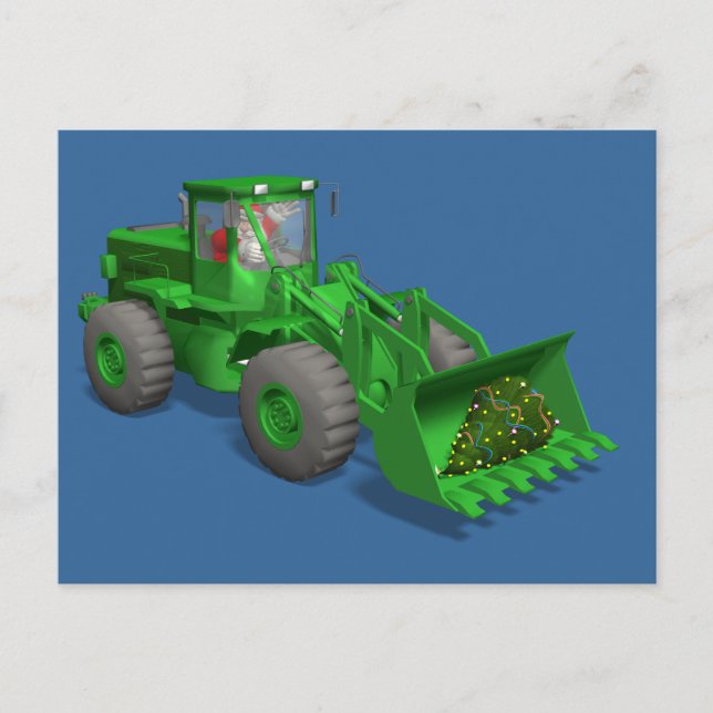 Cartão Postal De Festividades Operador Bulldozer Santa Claus (Frente)