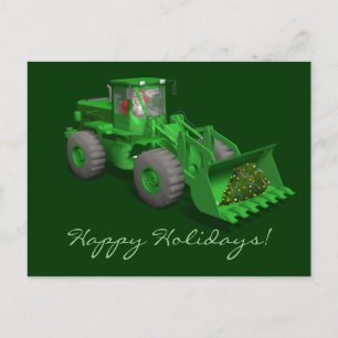 Cartão Postal De Festividades Operador Bulldozer Santa Claus