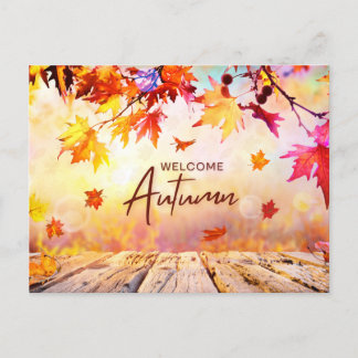 Cartão Postal De Festividades Orange Red Natural Autumn Season