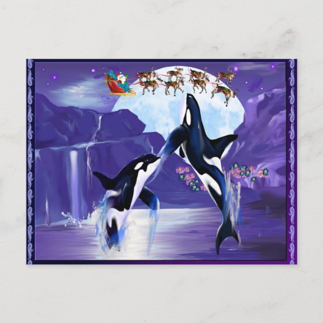 Cartão Postal De Festividades Orca Christmas (Frente)