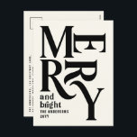 Cartão Postal De Festividades Orçamento Pequeno e simples Natal feliz<br><div class="desc">Orçamento Moderno e tradicional retrorreflector mínimo da tipografia gráfica tradicional vintage creme natural merry cartão de Natal. Parte de uma coleção de feriados divertida.</div>