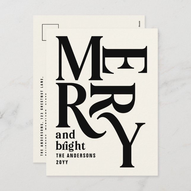 Cartão Postal De Festividades Orçamento Pequeno e simples Natal feliz (Frente/Verso)