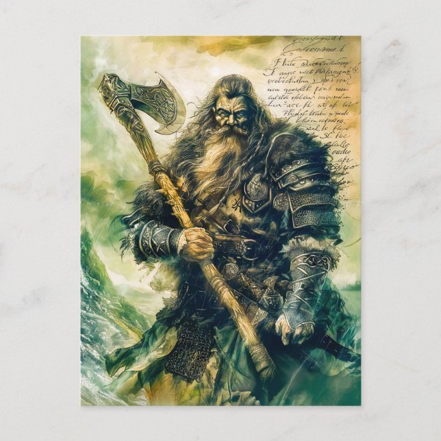 Cartão Postal De Festividades Orgulho de Viking Warrior em Armadura (Frente)