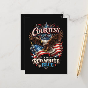 Cartão Postal De Festividades Orgulhoso do Vermelho Branco e Azul Vintage