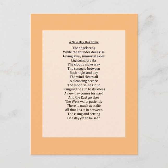 Cartão Postal De Festividades Original Nature Poem (Frente)