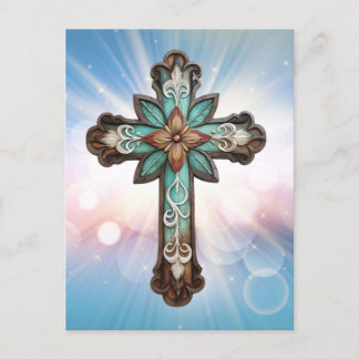 Cartão Postal De Festividades Ornamentado Christian Cross