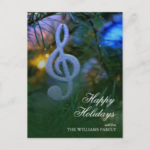 Cartão Postal De Festividades Ornamento de Nota de Música na Árvore
